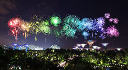 Firework display at night