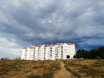 Low angle view of old building against sky