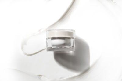 Close-up of wedding rings on white background