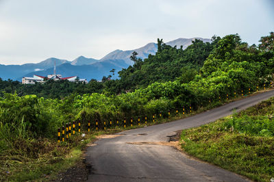 Road amidst trees against sky