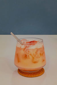 Close-up of drink in glass on table