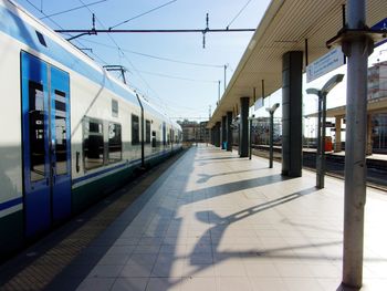 Train on railroad station platform