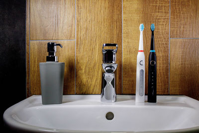 Close-up of sink in bathroom