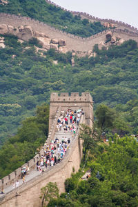 People on great wall of china on mountain