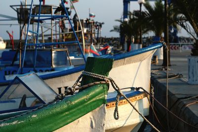 Boats moored in harbor