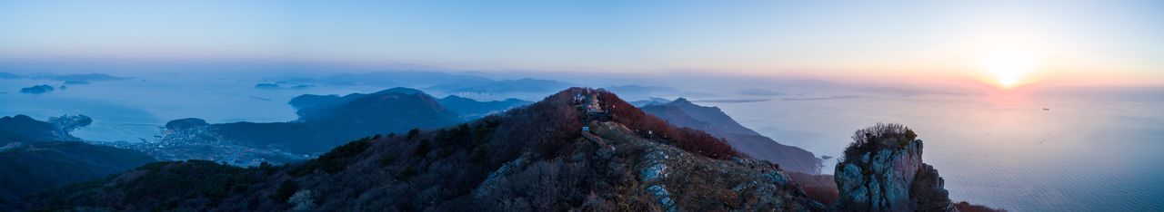 Panoramic view of mountains against sky