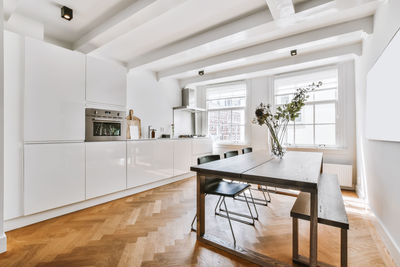 View of dining table at modern home