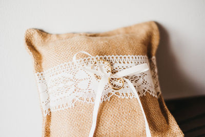 Close-up of mannequin against white background