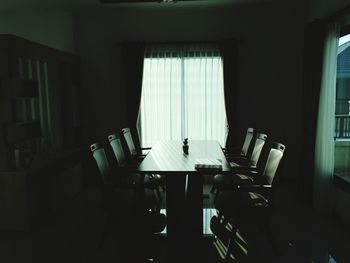 Empty chairs and table at home