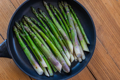 High angle view of vegetables on table