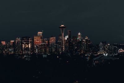 City skyline just after sunset at kerry park in seattle