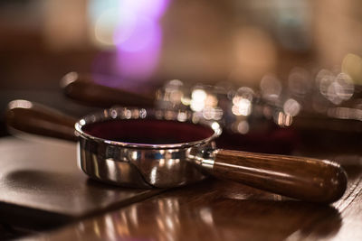 Close-up of wineglass on table