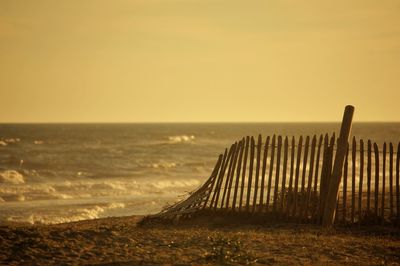 Scenic view of sea against clear sky