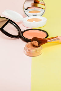 High angle view of stethoscope on table