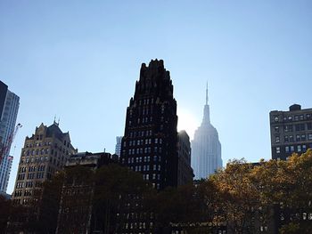 City skyline against clear sky