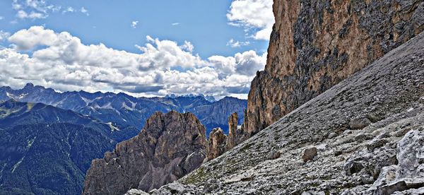 Scenic view of rocky mountains against sky