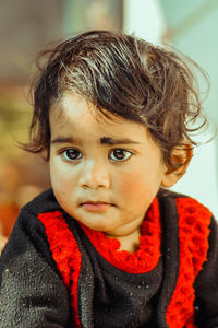 Close-up portrait of cute little boy