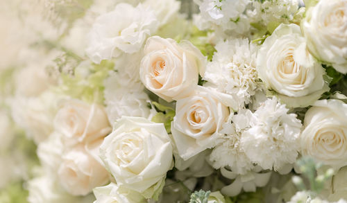 Close-up of white rose bouquet