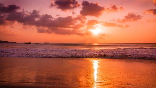 Scenic view of sea at sunset