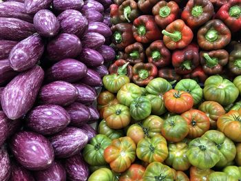 Full frame shot of bell peppers at market stall