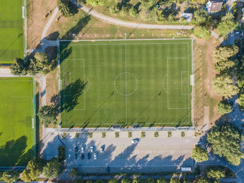 Aerial view of soccer field