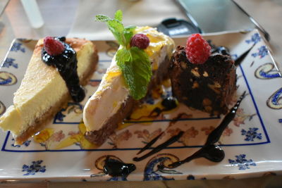 Close-up of dessert in plate on table