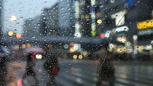 Wet glass window in rainy season