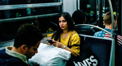 People sitting in train