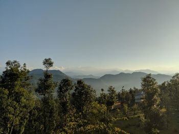 Scenic view of mountains against clear sky