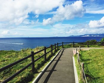 Scenic view of sea against cloudy sky