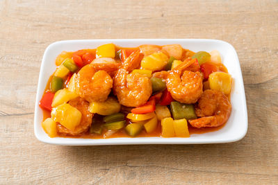 Close-up of food in plate on table