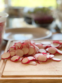Close-up of heart shape on table