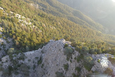 High angle view of land and mountains