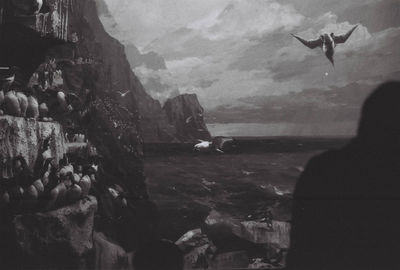 High angle view of people in sea