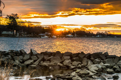 Scenic view of sea against sky during sunset