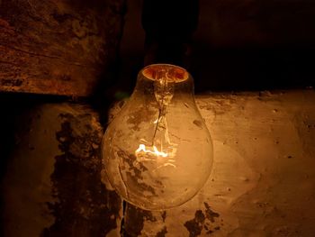 Close-up of illuminated light bulb