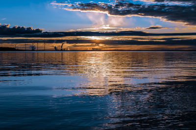 Scenic view of sea against sky at sunset