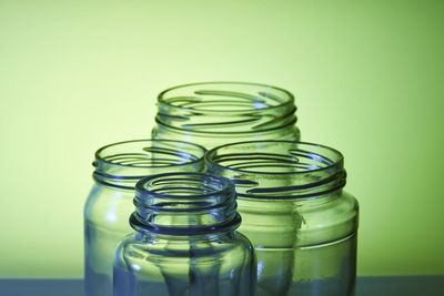 Close-up of glass jar on table