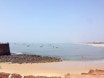 Scenic view of sea against clear sky