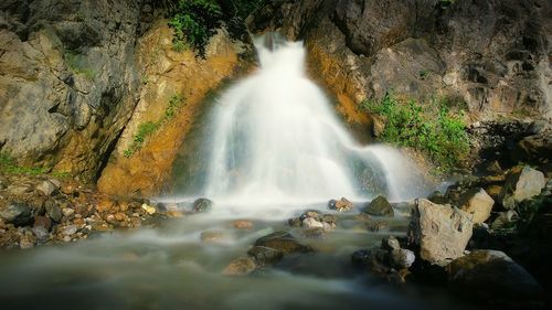 Scenic view of waterfall