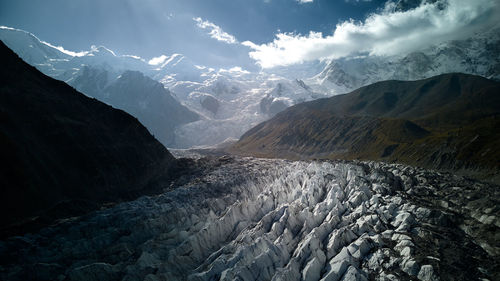 Scenic view of nanga parbat glacier.