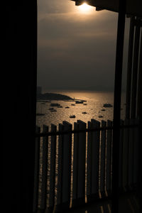 View of calm sea at sunset