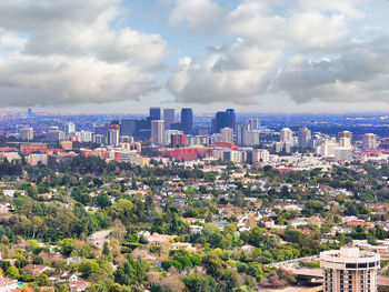 High angle view of townscape against sky
