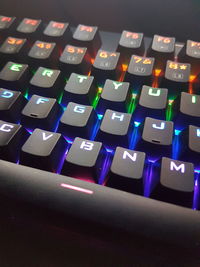 Close-up of multi colored keyboard