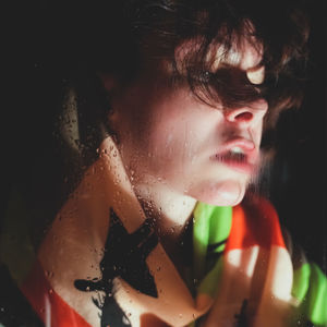 Close-up portrait of cute girl with ice cream