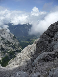View from mountain alpspitze in garmisch-partenkirchen, bavaria, germany in summertime