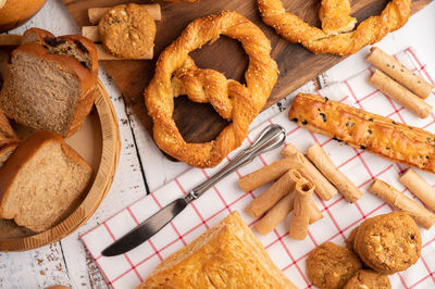 High angle view of food on table