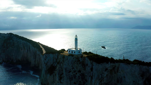 Aerial view of cape of ducato in lefkada island- greece