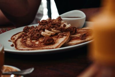 Close-up of food in plate on table