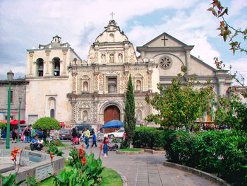 Group of people in front of building